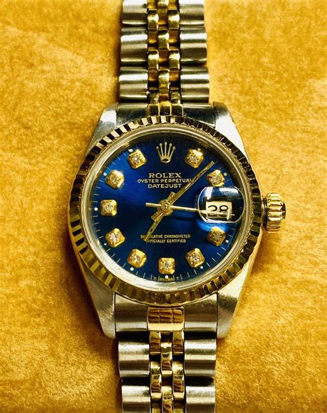 rolex blue face women's.